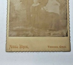 Antique Cabinet Card Photograph- Family of four heavy fading picture vintage