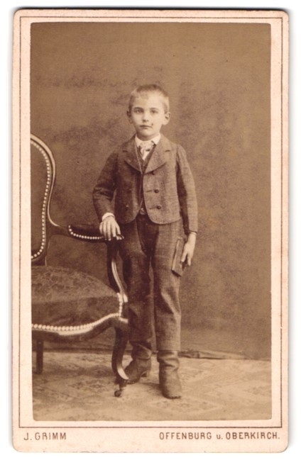 Photograph J. Grimm, Offenburg, cute boy in suit CDV / cabinet photo