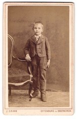 Photograph J. Grimm, Offenburg, cute boy in suit CDV / cabinet photo