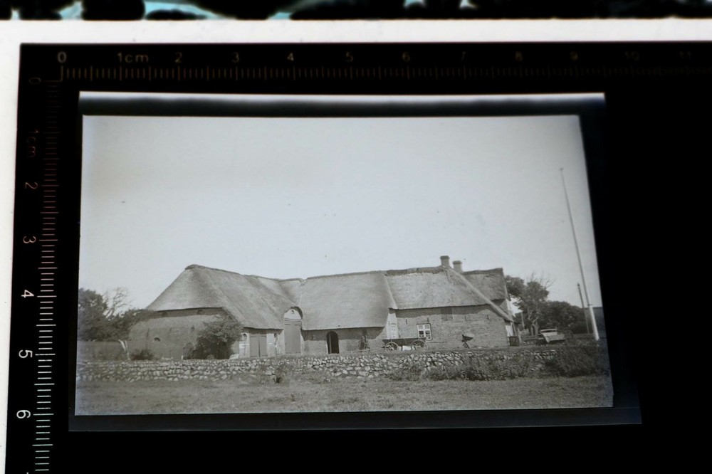 Great Old Negative – Yard – Building Thatched Roof – 1920s-40s