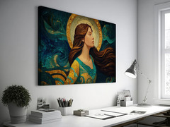 Mosaic Woman Wall Art, Feminine Fantasy Mermaid Portrait, Bohemian Wall Decor