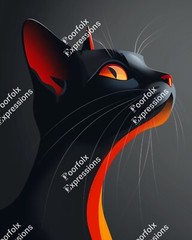 Set Of (5) Original Digital Art Images Of Various Feline Cat Abstract Wall