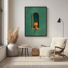 Female Literary Print Green Portrait Woman Reading Poster 16 x 24 Inch UnFram…