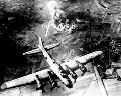 WWII US Air Force Raid at Marienburg 1943 B&W Photo Reprint Digitally Enhanced
