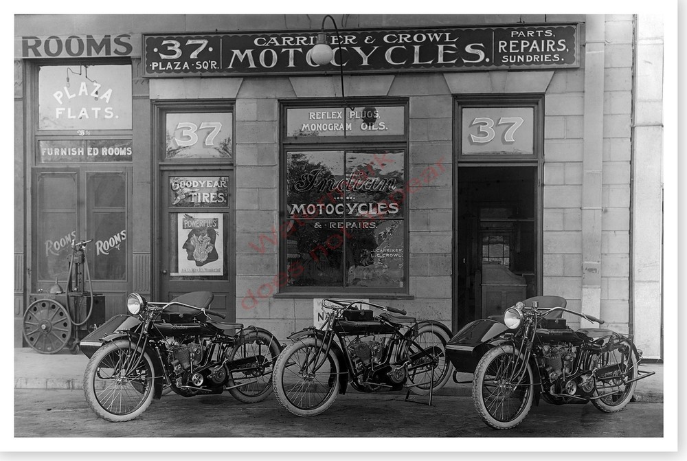 Indian Motorcycle Sales Parts Repair Garage 1916 Silver Halide Photo