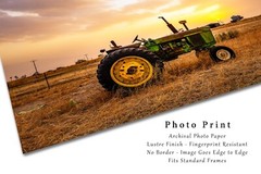 Country Photography Print – Picture of Tractor at Sunset in Texas