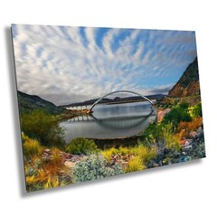 Reflections of Connection: Roosevelt Lake Bridge Arizona Wall Art Canvas Print