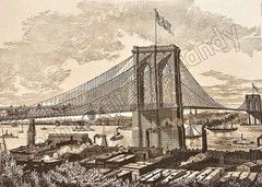 NYC Brooklyn Bridge Suspension Steampunk 1878 Instant DOWNLOAD Print at Home Art