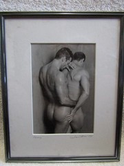 Vintage Gay Interest Real Photo- Framed Nude- Harmony- Signed Wilkison 1998