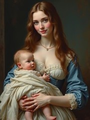 A3 Photo Mother Child Tenderness Artistic Glossy Paper Decor -071