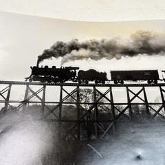 Original JAMES P GALLAGHER Gross Trestle Railroad Gelatin Photo Signed 11×14
