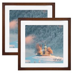 SNAPSHOT 12×12 Picture Frame, Natural Walnut Wood Photo Frame Set with Real H…