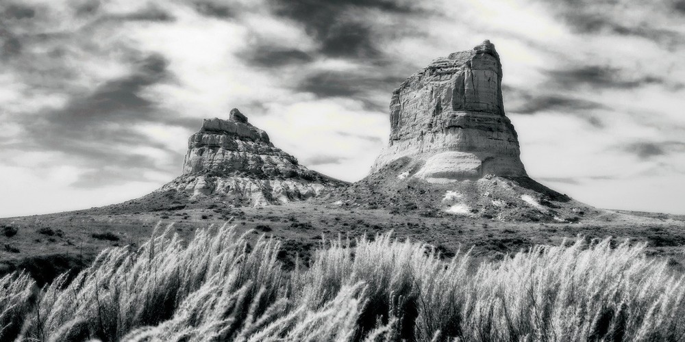 Fine Art Print, Black and White Photography, 9×18, Jail and Courthouse Rock