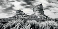 Fine Art Print, Black and White Photography, 9×18, Jail and Courthouse Rock