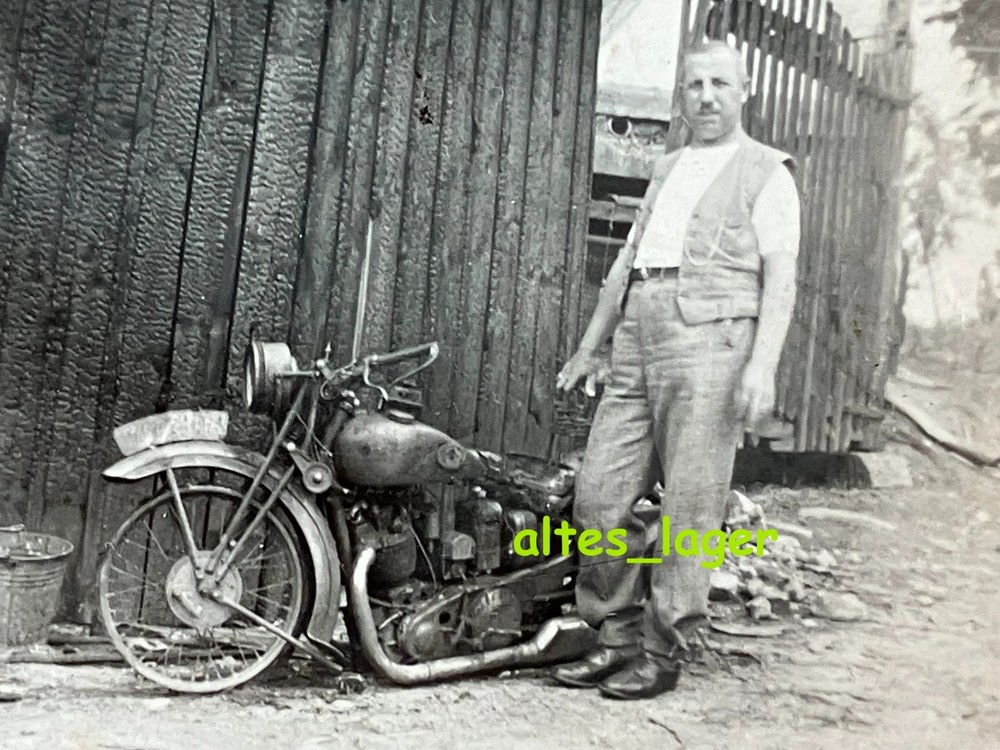 Original Photo Motorcycle Krad Prewar Burnt Out Horex? Triumph Ardie [4138-12]
