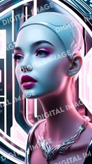 Digital Art Picture Image Photo Wallpaper Background Desktop AI Cyberpunk Woman
