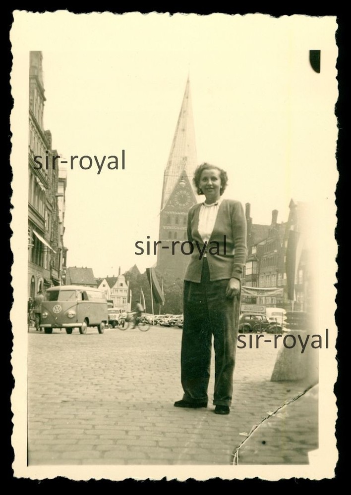 Lüneburg 1950s – on the sand with VW T1 Bus Vehicle Bulli Transporter – Photo 6x9cm