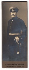 Photograph Richard Kaiser, Bautzen, Goschwitzstr. 27a, soldier in uniform with saw