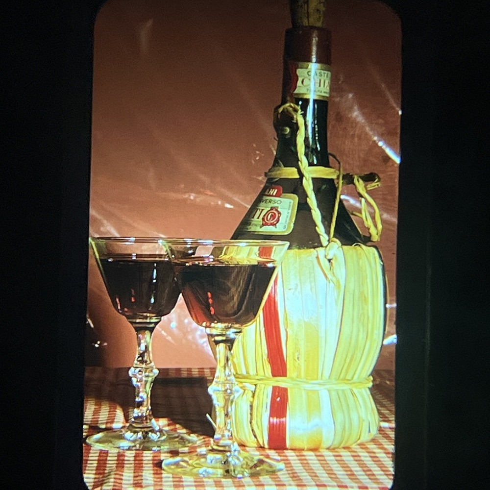Margaret Del Vecchio PHOTOGRAPHY 1964 Original “ITALIAN RED WINE GLASSES BOTTLE”