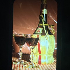 Margaret Del Vecchio PHOTOGRAPHY 1964 Original “ITALIAN RED WINE GLASSES BOTTLE”