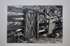 Lot of 3 B&W Photo 7 x 5- mat 14 x 12- Paddock Fence Stream Ivy Country Charm