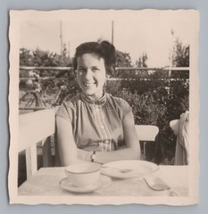 Young Woman at Coffee Table – Portrait – Old Photo 1950s