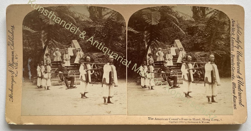 The American Consul of Four-in-Hand Hong Kong China Stereoview 1896 Straw