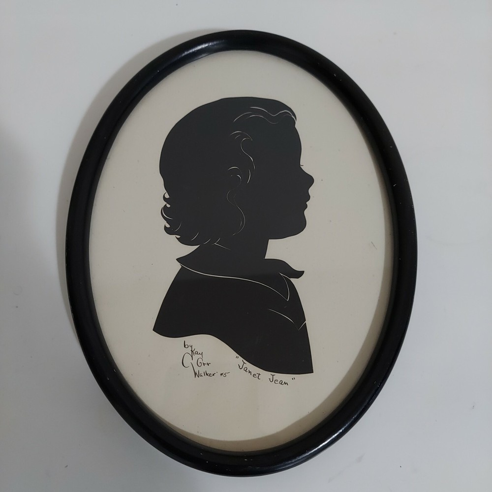 Vintage Silhouette Portrait Girl 1945 by Kay Orr Walker