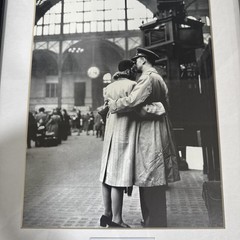 Vtg LIFE Magazine Photo Print 1944 Soldiers Farwell NYC Penn Station Framed MCM