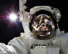 NASA astronaut in space earth reflection 8×10 Photograph Print 8″x10″