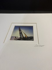 10×10 Matted Sailboat Photo Polaroid Watercolor Enhanced Vintage Signed Art