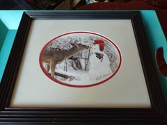 Beautiful ❤️ Winter Scene of Deer and Snowman ☃️ Signed Photo By Carl R Sams II