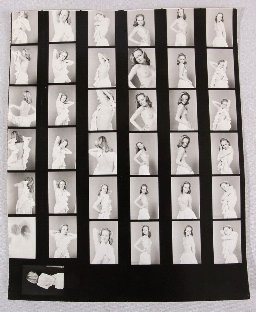 Contact Sheet of Beautiful Woman, Studio Portraits, No Top, 1980s Photographs