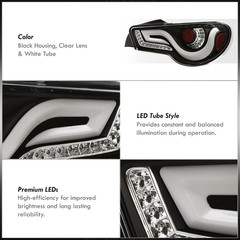 LED Streak Tail Lights Pair for FRS BRZ (Black)