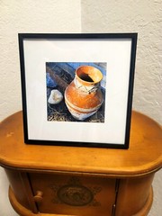 Original Photo Matted in an 8 x 8 Inch Frame-Southwestern Pot in Rustic Setting