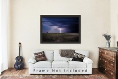 Storm Photography Print – Picture of Lightning Bolt on Stormy Night in Oklahoma