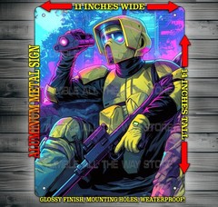 Stormtrooper Scout with Sniper Rifle Synthwave Star Wars Metal Sign Art 14 x 11″
