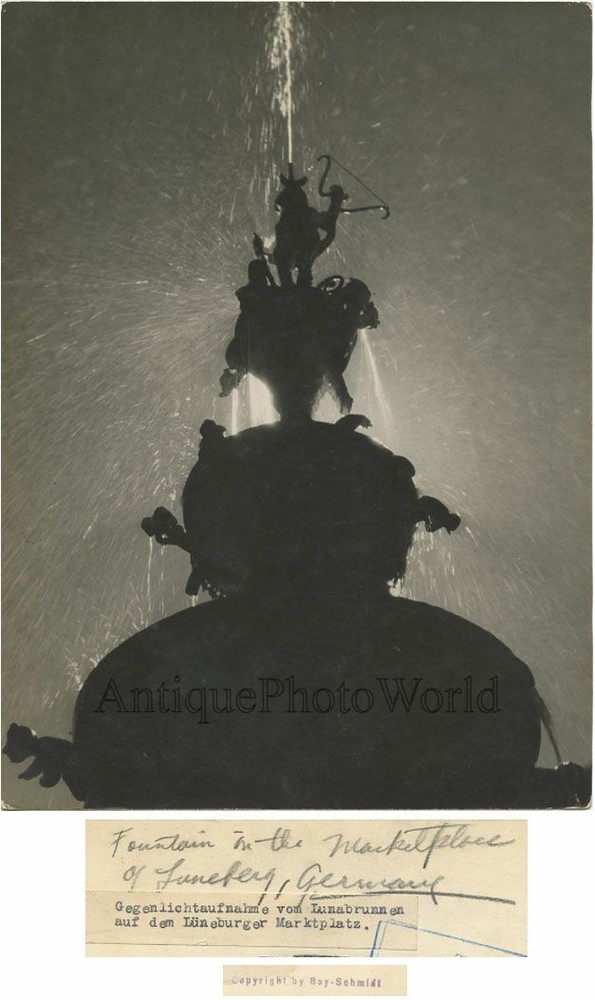 Luneburg Fountain Germany antique art silhouette photo
