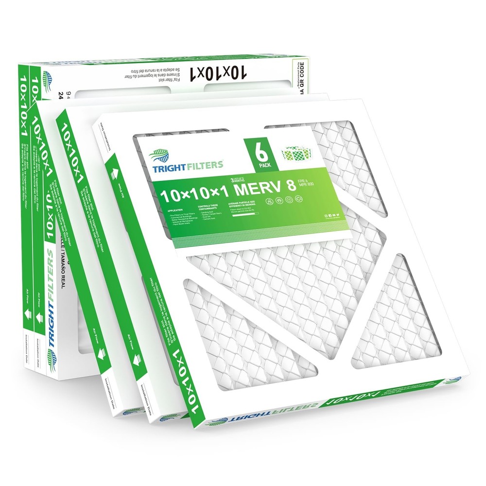 TRIGHTFILTERS 10x10x1 Air Filter 6 Pack, Durable MERV 8 Pleated Home HVAC AC …