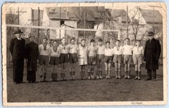 Boys Football Team Autumn Champion 1949 – RPPC – 1940s – Photo Postcard 14x9cm