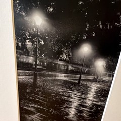 Sara Elmore Signed Matted Black & White New Orleans Street Night Rain Photo