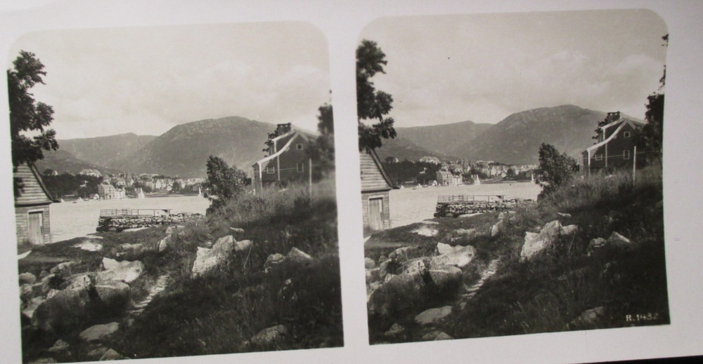 RARE Professional Photo Antique! STEREOSCOPE Stereo Image = Panorama Totale of BERGEN