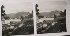 RARE Professional Photo Antique! STEREOSCOPE Stereo Image = Panorama Totale of BERGEN