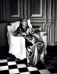 1987 Helmut Newton Elderly Salvador Dali in Chair Portrait Art Photo Gravure