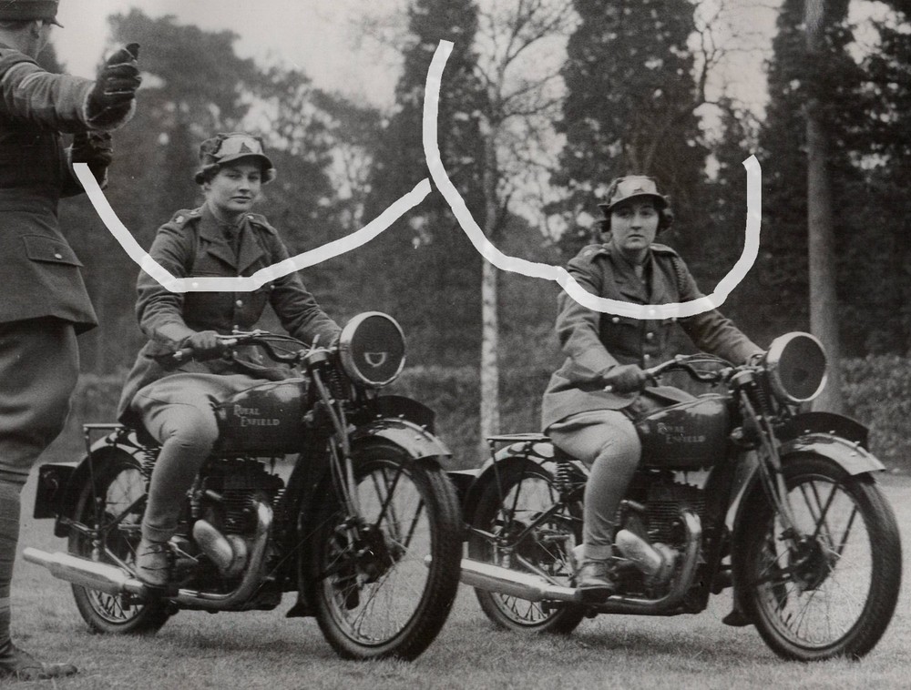 19x14cm Archive Photo 1940 Women Uniform Motorcycle Royal Enfield WW2 WWII Photo