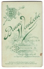 Photograph Bruno Wensche, Dresden-Neustadt, Leipzigerstr. 42, Monogram Of Photo