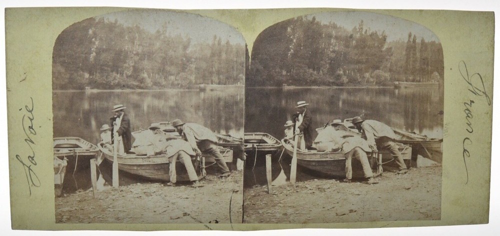 Stereoscopic Albumen Photograph, River Scene, Savoy, by Gaillard