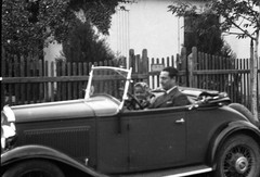 LOT 2x PHOTO NEGATIVE, FIAT BALILLA 508 Spider, man driving old classic car