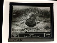 Original old glass slide/plate Saxon. Works open pit glacier circa 1928 8.5x10cm SW –