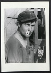 7 Photographs Circus Workers, Travelling People in Portrait, Leather Coat, in the